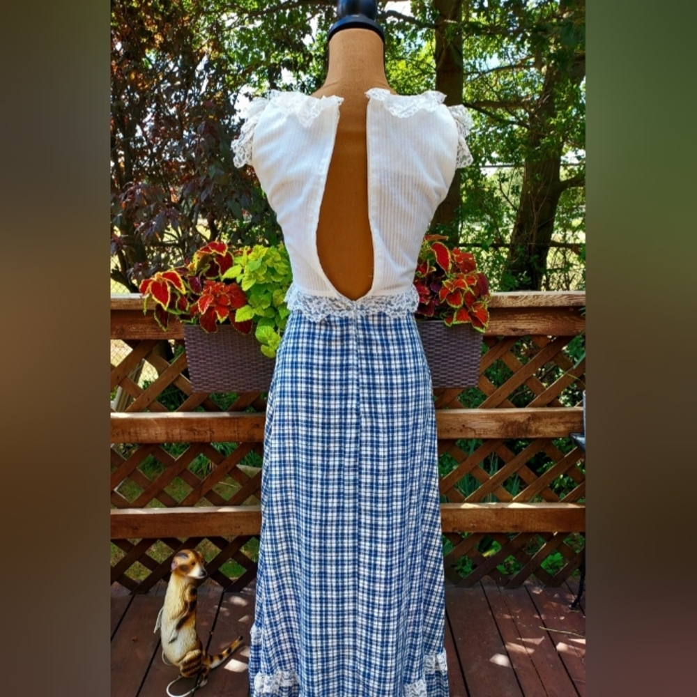 Vintage 70's Gunne Sax by Jessica Prairie Cottagcore Corset Boho Maxi Dress - Picture 8 of 9